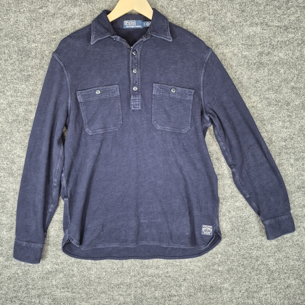 Polo Country Ralph Lauren Men's Small‎ Navy Blue Long Sleeve Popover Shirt